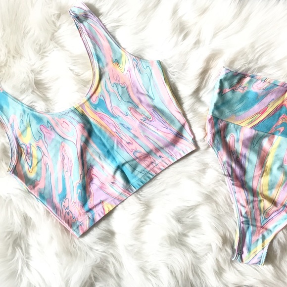Marika Other - Vintage Marika High Waist Rainbow Unicorn Bikini